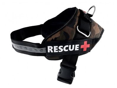 Hunde Nylon Rescue+ Geschirr Camouflage M 55-65cm verstellbar Hund Zubehör