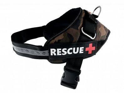 Hunde Nylon Rescue+ Geschirr Camouflage XL 70-90cm verstellbar Hund Zubehör