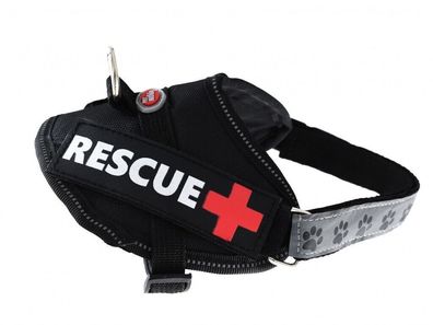 Hunde Nylon Rescue+ Geschirr schwarz XS 30-40cm verstellbar Hund Zubehör