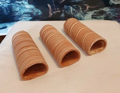 3x Welshöhle Laichhöhle 15cm rot/ weiß Tonhöhle halbrund Höhle Welse Aquarium