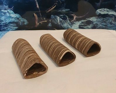 3x Welshöhle Laichhöhle 12cm schwarz/ weiß Tonhöhle stollenform Welse Aquarium