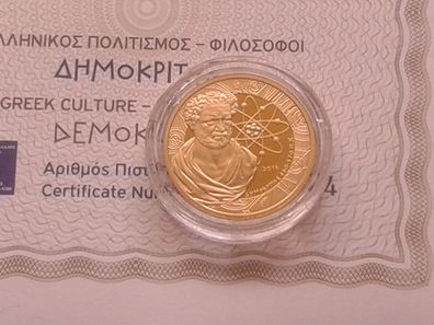 200 euro 2016 PP Griechenland Demokritos in Schatulle - nur 1000 Ex. -7,98g Gold