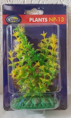 künstliche Aquarium Pflanze gelb-grün 13cm Deko Pflanzen Wasserpflanzen Plastik