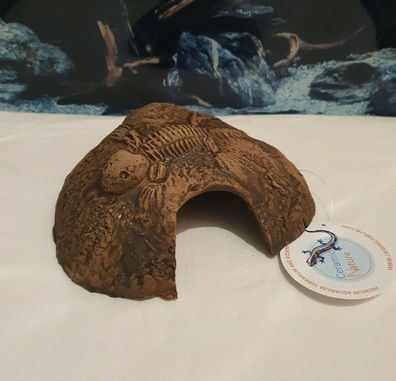 Fossil Steinoptik Iglu M 16cm braun Laichhöhle Höhle Deko Terrarium Aquarium