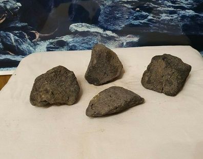 4x Lavastein schwarz 7-10cm Lava - 545g Stein für Welse, Fische, Aquarium