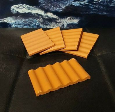 5x Nano Pflanzplatte "Wave" terra - 4,8 x 8,3cm Ton Deko Ziegelbrücke Aquarium