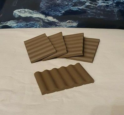 10x Nano Pflanzplatte "Wave" Dark - 4,8 x 8,3cm Ton Deko Ziegelbrücke Aquarium