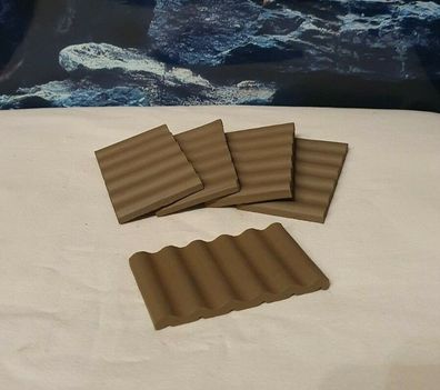 3x Nano Pflanzplatte "Wave" Dark - 4,8 x 8,3cm Ton Deko Ziegelbrücke Aquarium