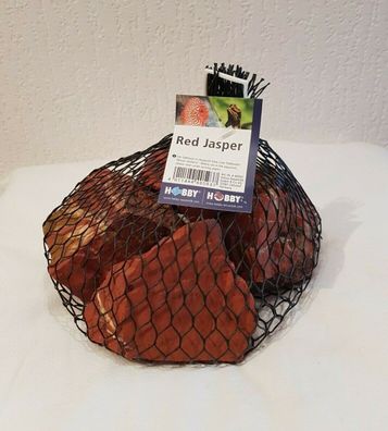 Hobby Red Jasper 3kg Netz - 4 Steine für Welse, Fische, Aquarium, Deko TOP