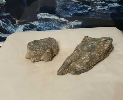 2x Minilandschaft 19x9x5cm + 11x8x3cm - 1200g Stein für Welse, Fische, Aquarium