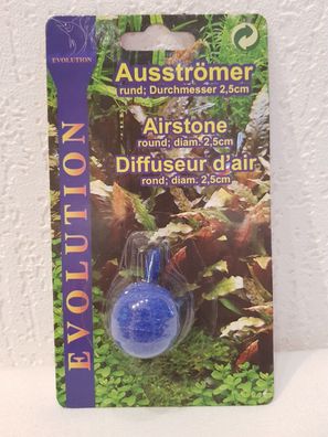 Evolution Sprudelstein Ausströmer Kugel 2,5cm blau Aquarium Sauerstoff Zucht
