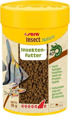 Sera Insect Nature 100ml - Insektenfutter mit 100% Protein Aquarium Granulat