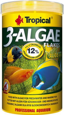Tropical 3-Algae Flakes - Fischfutter Algen für Süsswasser + Meeresfische 100ml