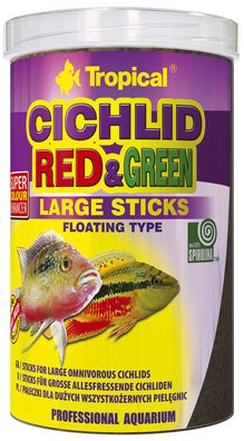 Tropical Cichlid Red & Green Large Sticks 250ml - Futter für große Cichliden
