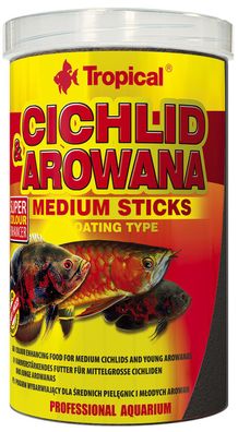 Tropical Cichlid & Arowana Medium Sticks Farbfutter für Cichliden Arowanas 250ml