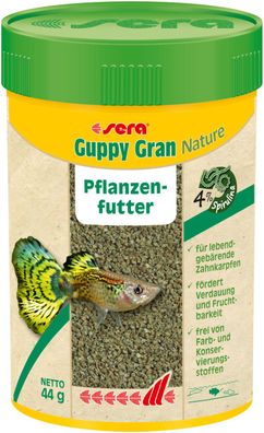 Sera Guppy Gran Nature 100ml - Softgranulat für Guppys, Mollys, Platys, Aquarium