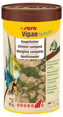 Sera Vipan Nature 250ml - Hauptfutter für Zierfische Flockenfutter MHD 07/21