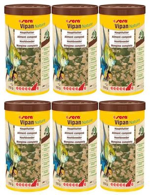 6x Sera Vipan Nature 1000ml - Hauptfutter für alle Zierfische Flockenfutter