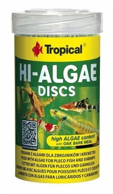 Tropical Hi-Algae Discs Ø 1cm 100ml - Algenfutter für Welse Garnelen Aquarium