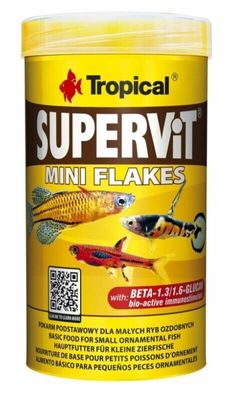 Tropical Supervit Mini Flakes 100ml - Hauptfutter für kleine Fische Aquarium
