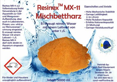 Coral Reef Resinex MX-11 Mischbettharz 5 Liter Beutel Süß- + Meerwasser Aquarium