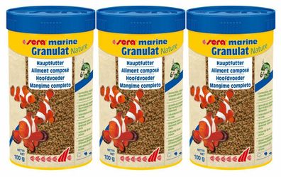 3x Sera marine Granulat Nature 250ml - Hauptfutter für alle Meerwasserfische