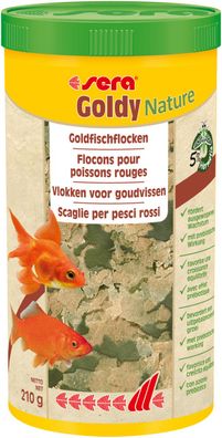 Sera Goldy Nature 1000ml Goldfischflocken frei von Farb- + Konservierungsstoffen