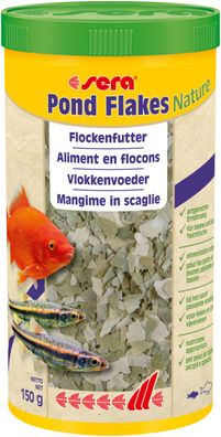 Sera Pond Flakes Nature 1000ml Flockenfutter für kleinere Teichfische Teich MHD 03/24