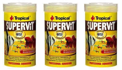 3x Tropical Supervit Premium Futter Flockenfutter 8 fach Mix f. Zierfische 250ml