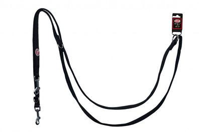 Hunde Nylon Leine verstellbar mit Neoprengriff S 1,5cm x 240cm schwarz Hund