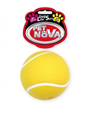 Hunde Ball Tennisball rund ca. 7cm quietschendes Spielzeug Hund gelb