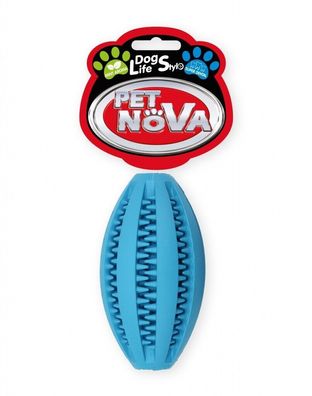 Hunde Dental Rugby Ball ca. 11cm Spielzeug blau Hund für Leckerlies Minz Aroma