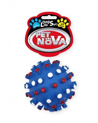 Hunde Spikey Dental Ball M rund ca. 8,5cm quietschendes Spielzeug Hund blau