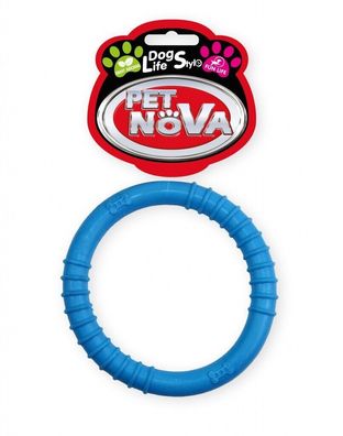 Hunde Ring Kauring ca. 9,5cm Spielzeug blau Hund mit Minz Aroma