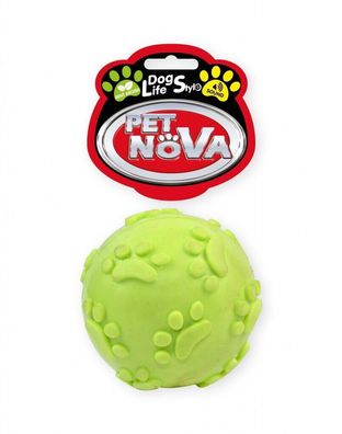 Hunde Ball Quetschball rund ca. 6cm Pfotengravur quietschendes Spielzeug Hund