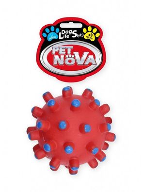Hunde Spikey Dental Ball L rund ca. 11cm quietschendes Spielzeug Hund rot