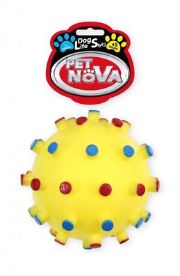 Hunde Spikey Dental Ball XL rund ca. 12cm quietschendes Spielzeug Hund gelb