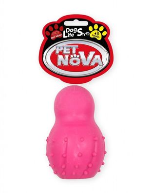 Hunde Snowman Ball mit Glocke ca.9,5cm Spielzeug pink Hund mit Rindfleisch Aroma