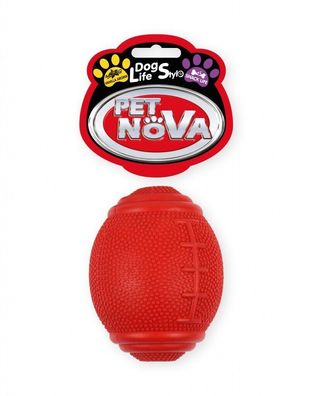 Hunde Rugby Snack Ball ca. 8cm Spielzeug rot Hund Leckerlies mit Vanille Aroma