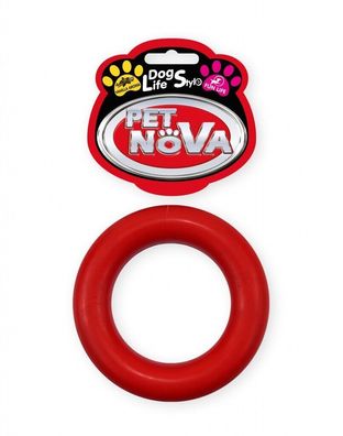 Hunde Ring Kauring ca. 9cm Spielzeug rot Hund mit Vanille Aroma