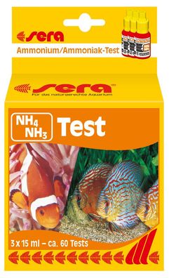 Sera NH4 NH3 Ammonium / Ammoniak-Test 3x 15ml - ca. 60 Tests Wassertest Aquarium