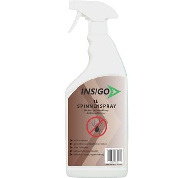 INSIGO 1L Anti Spinnenspray Mittel Schutz Abwehr Vernichter gegen Spinnen frei Ex