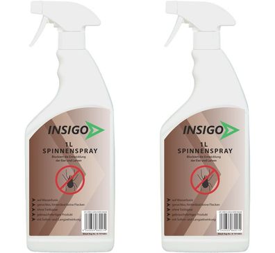 INSIGO 2x1L Anti Spinnenspray Mittel Schutz Abwehr Vernichter gegen Spinnen frei Ex