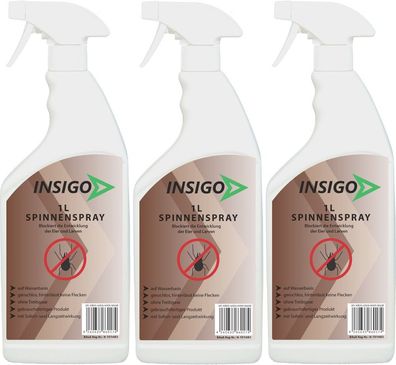 INSIGO 3x1L Anti Spinnenspray Mittel Schutz Abwehr Vernichter gegen Spinnen frei Ex