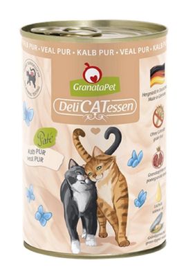 GranataPet ¦ DeliCatessen - Kalb PUR - 6 x 400g ¦ nasses Katzenfutter in Dosen