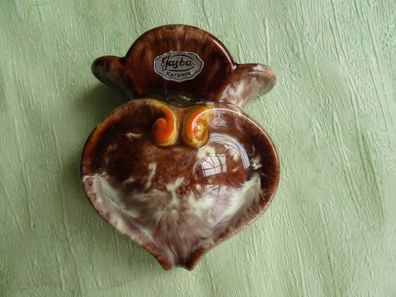 alte Wandvase Keramikporzellan 50/60er Jahre braun-orange Herzform Jasba Germany 61