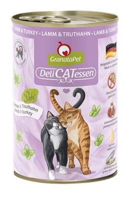 GranataPet ¦ DeliCatessen - Lamm & Truthahn - 6 x 400g ¦nasses Katzenfutter in Dosen