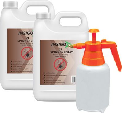 INSIGO 2x2L + 2L Sprüher Spinnenspray Mittel Schutz Abwehr Vernichter gegen Spinnen