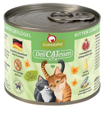 GranataPet ¦ DeliCatessen - Kitten / Junior - Geflügel - 6 x 200g ¦ nasses Katzenf...