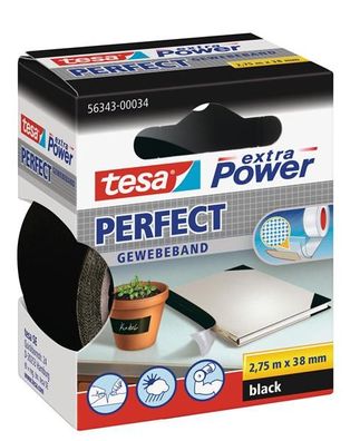 tesa extra Power Perfect Gewebeband schwarz 2,75m x 38mm